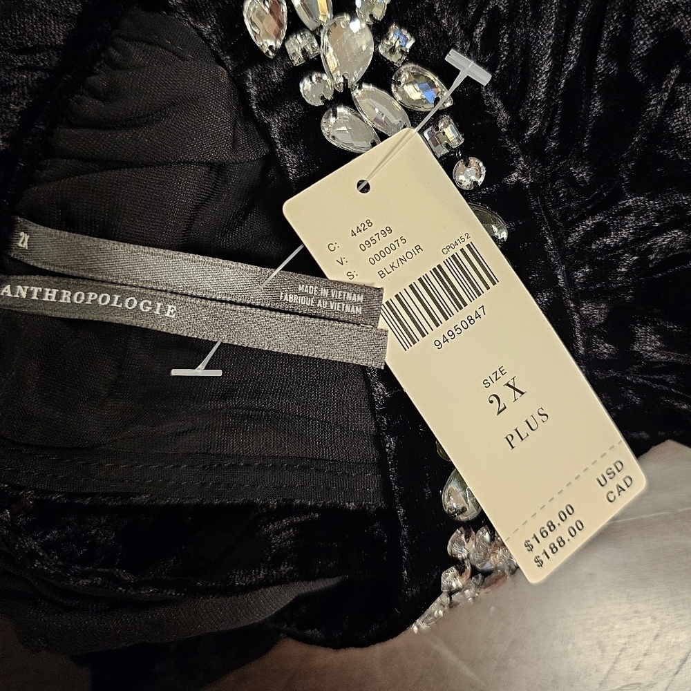 Anthropologie The Somerset Mini Dress: Women's BLACK Velvet Halter Edition 2X - Picture 9 of 9